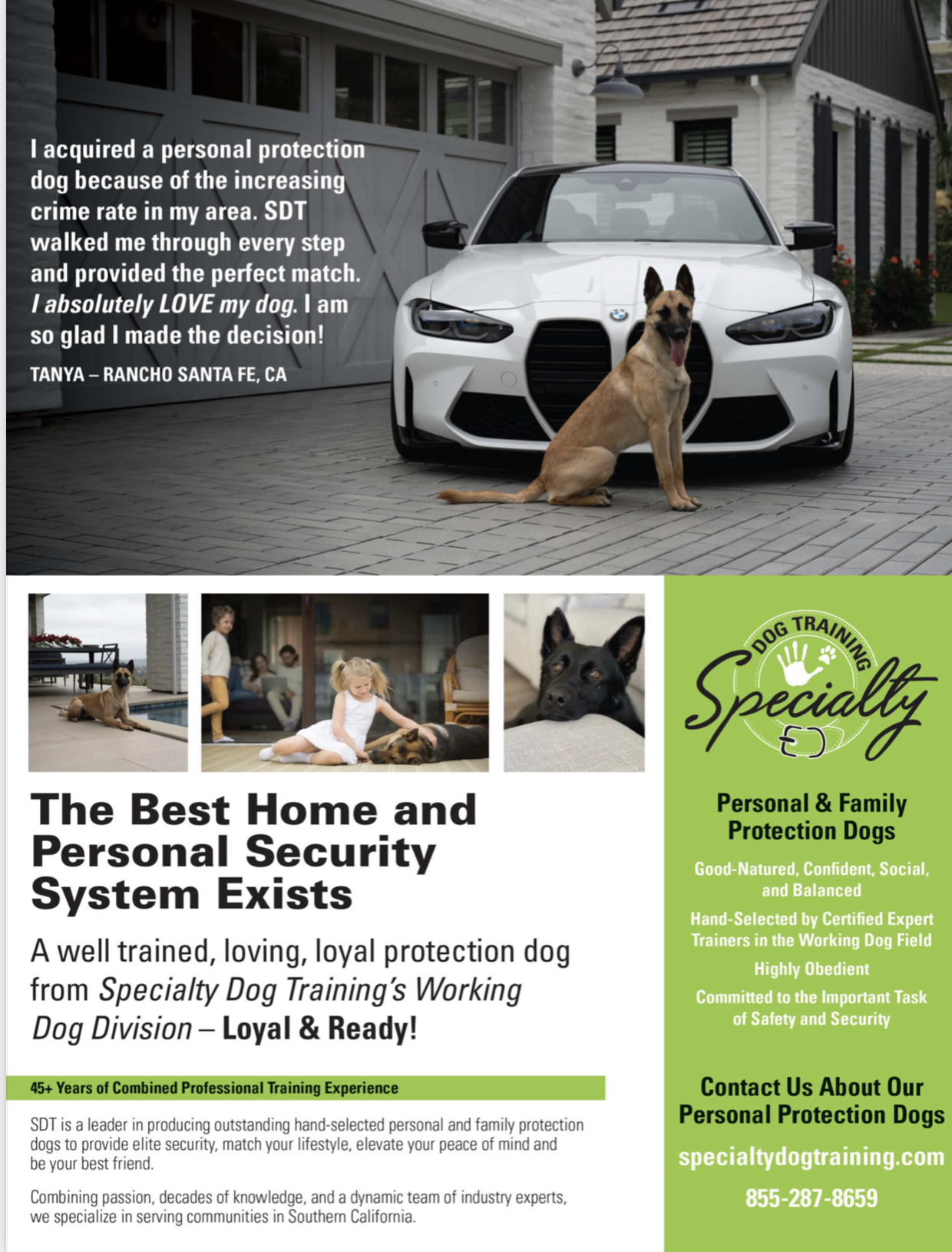 Ranch & Coast Magazine ad for SDT Protection Dogs